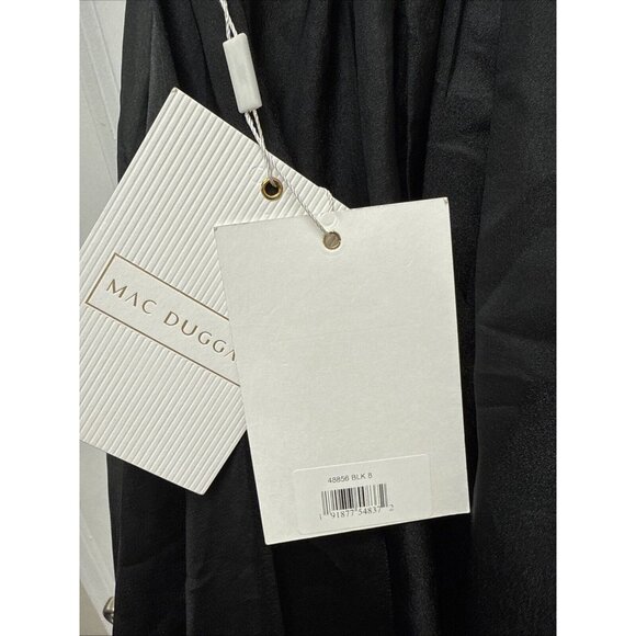 Mac Duggal Size 8 Black 48856 RUFFLE SHOULDER V-NECK CHIFFON GOWN Prom Dress New - Picture 10 of 10